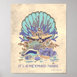 Sea Shore Beach Vibe Teal, Coral, Poster roxo