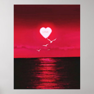 Sea Sunset Love Poster Romanic - Seu Nome de Texto