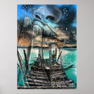 Sea Sunset Women Sonha Poster Impressão Pintura