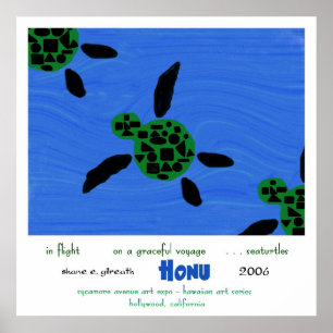 Sea Turtles Haiku Art Impressão