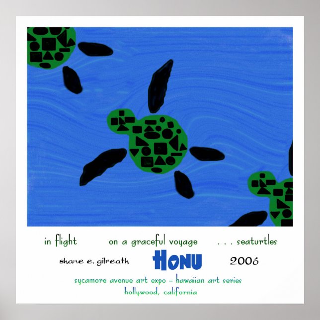 Sea Turtles Haiku Art Impressão (Frente)