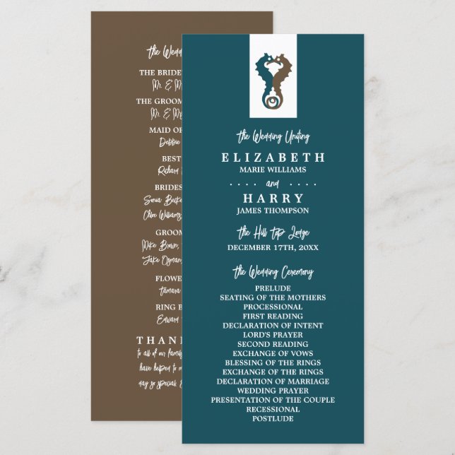 Seacavalo Romance, programa de casamento em praia (Frente/Verso)