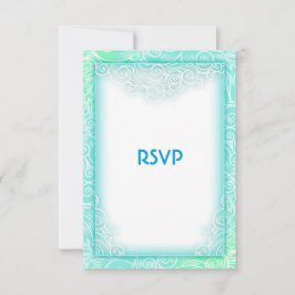 Seafoam Aqua e White Beach Weding RSVP