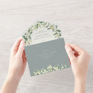 Seafoam Green/Cream Snowberry + Eucalyptus Weding