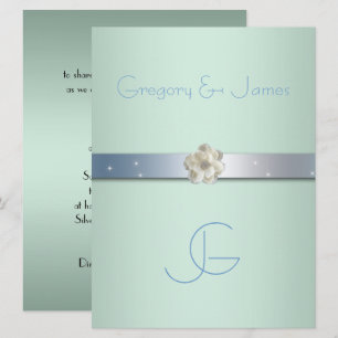 Seafoam Green e Silver, Convite para Casamento Gay