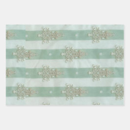 Seafoam Stiped Velvet-Look Diamond Trees