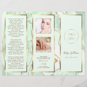 Seafoam Verde Elegante e Folheto de Agato Dourado