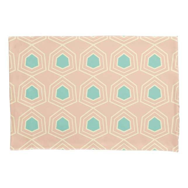 Seamless geometric pattern with teal pentagons (Frente-Esquerda)