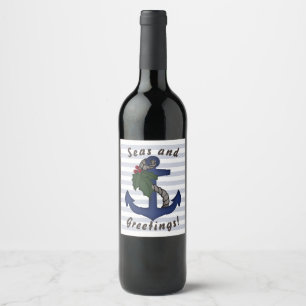 Seas e Saudações! Rótulos de Âncora e de Vinho