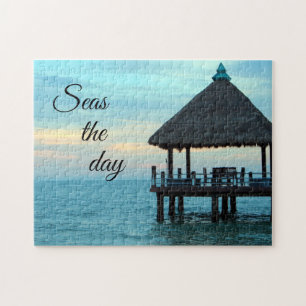 Seas o dia Beach Tiki Hut Jigsee Quebra-cabeça