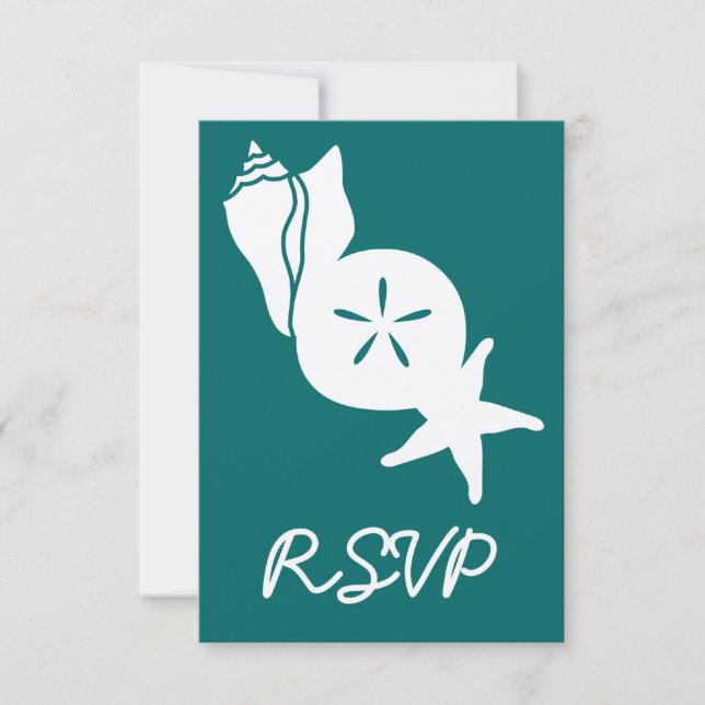 Seasheles de Verão em placa RSVP Teal (Frente)