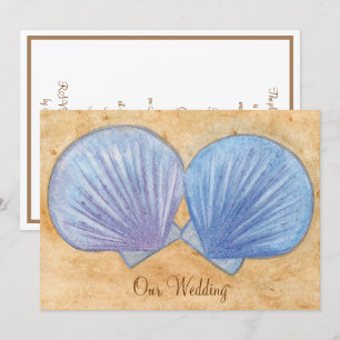 Seashells azuis e roxos que Wedding convites