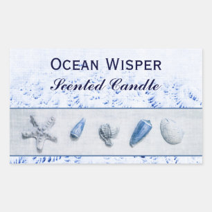 Seashells - etiqueta da vela do wisper do oceano
