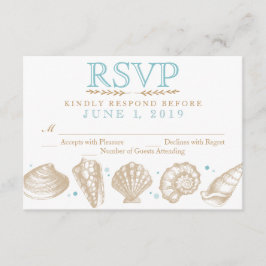 Seashells Náutica Beach Weding RSVP Tan/Aqua