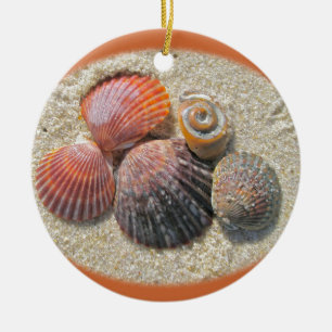 Seashells nos enfeites de natal da praia