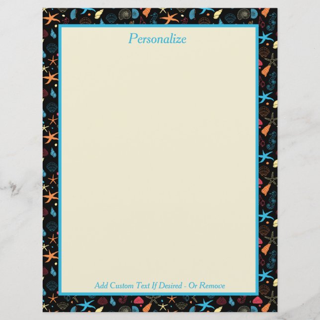 Seashells Starfish & Seacavalo Ocean Beach Pattern (Frente)