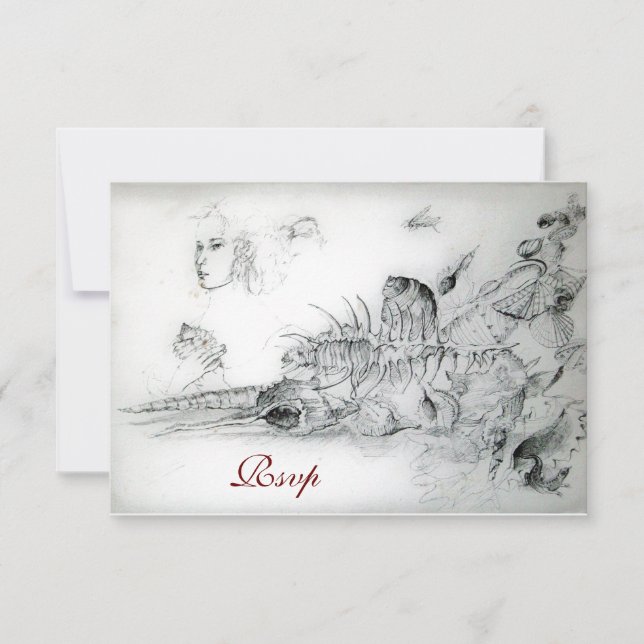 SEASHELLS SWEET 16 PARTE,Ruby Monograma Rsvp (Frente)