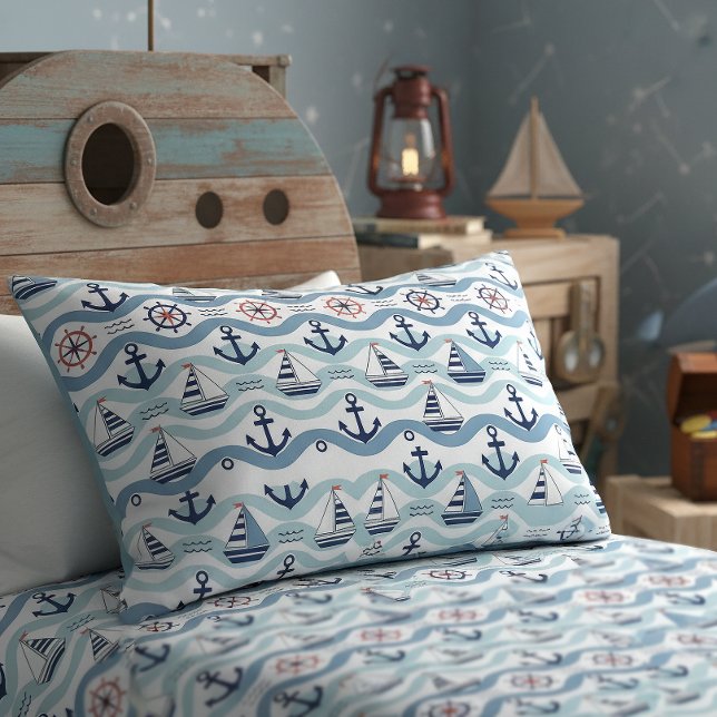 Seaside Blue Sailboats & Anchors Pattern ID1258 (Criador carregado)