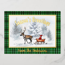 Seasons Saudações Reindeer Sleigh