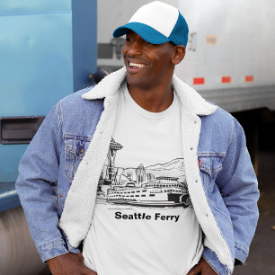 Seattle Ferry Washington Line Art T-shirt