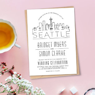 Seattle que Wedding o convite estilizado da