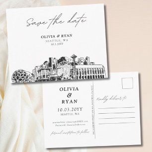 Seattle Salve a data Cartão postal casamento moder