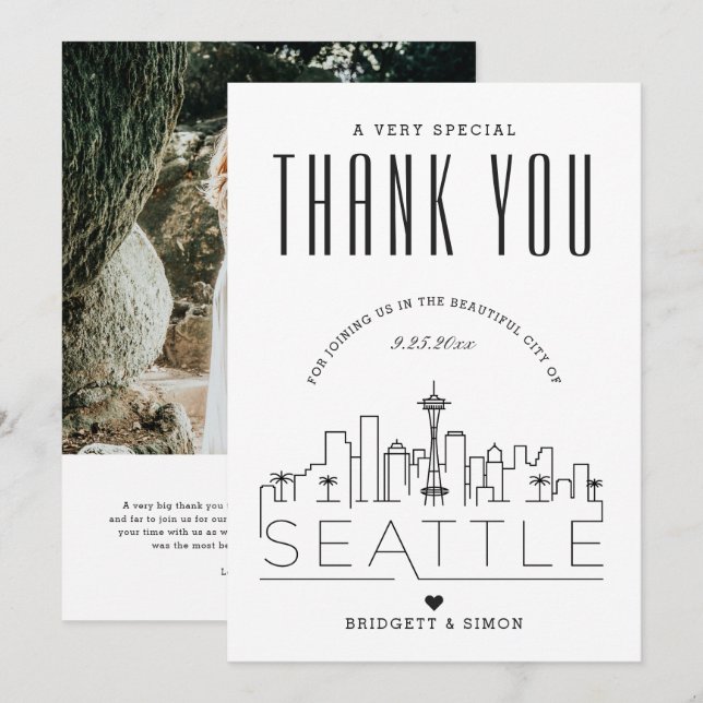 Seattle Wedding | Obrigado + Cartão com fotos (Frente/Verso)