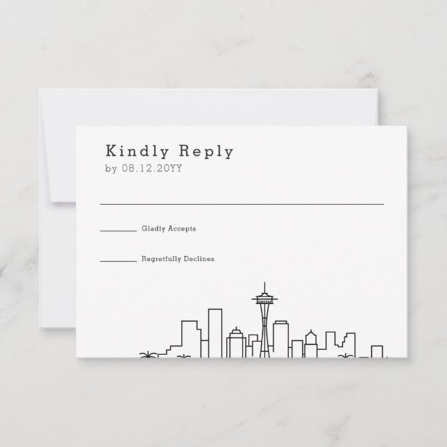 Seattle Wedding | RSVP Skyline Estilizado (Frente)