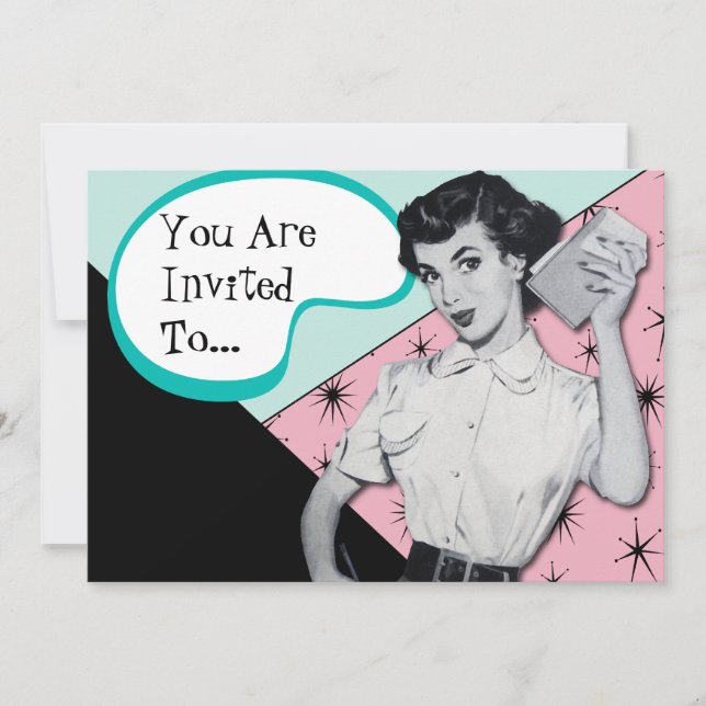 Secretário Sassy Convite do vintage (Frente)