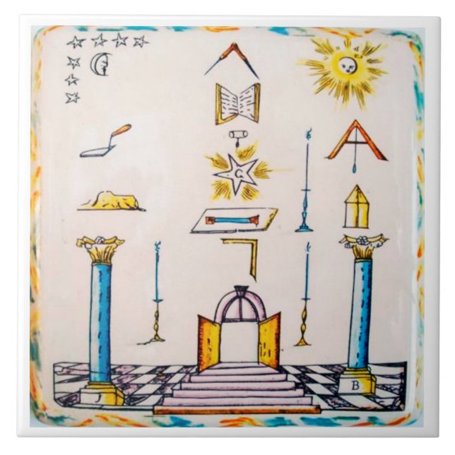 Século XVIII azul holandês maçónico do azulejo (Frente)