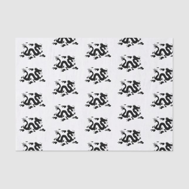 Seda 10lb lenço de papel feito sob encomenda, DRAGÃO (Frente )