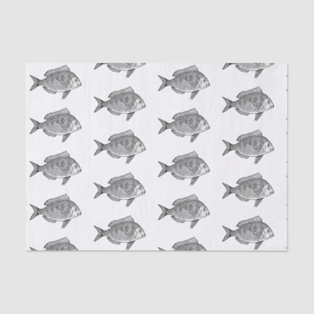 Seda 10lb lenço de papel feito sob encomenda, PEIXES (Frente )
