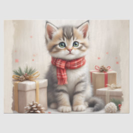 Seda 18# Gatinho de Natal de Papel Tecido
