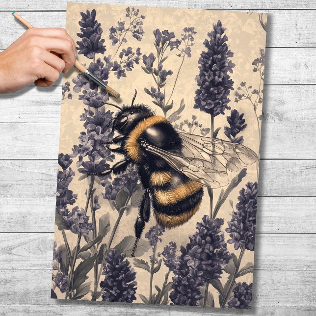 Seda Abelha Na Lavanda 1 Papel De Decoupage (Criador carregado)