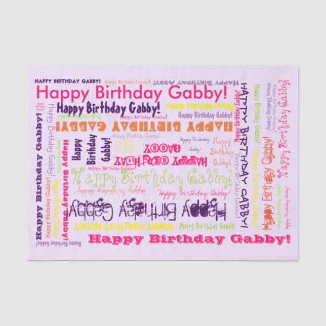 Seda Aniversário, Seu Nome, MODELO de Papel Tecido Roxo (Frente )