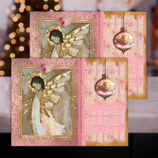 Seda Anjo Adormecido em Rosa - Papel de Decoupage Tissu