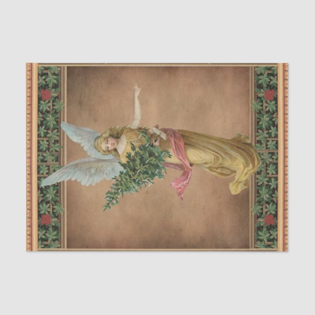 Seda Anjo de Natal com um Papel de Árvore (Frente )