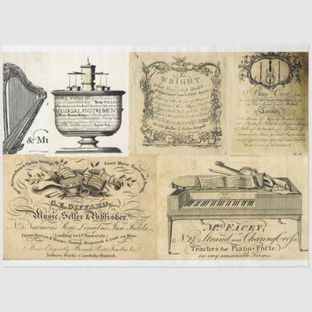 Seda Anúncios de instrumentação musical papel de desvin (Frente )