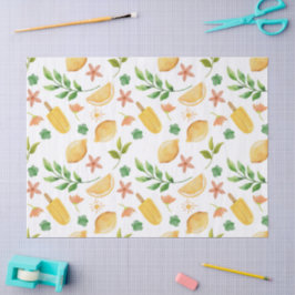Seda Aquarela Limões & Picolés de Verão Papel Tissue