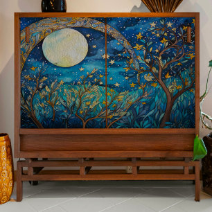 Seda Arco-íris sobre Papel Tecidual de Decoupage da Lua