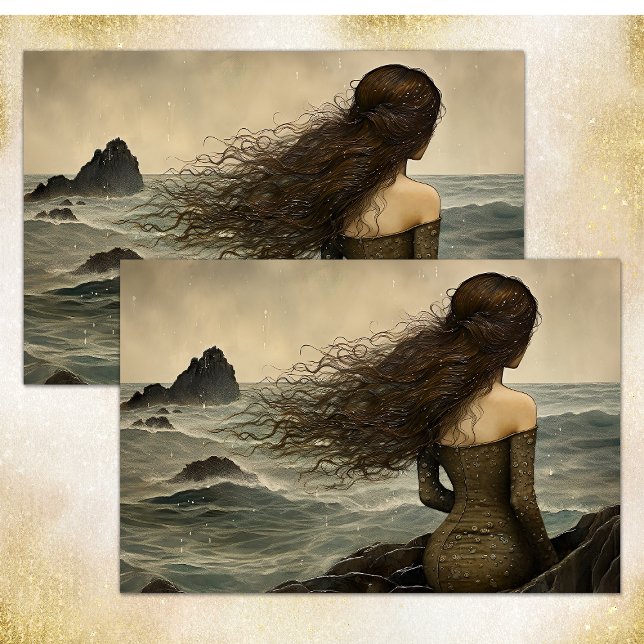 SEDA ARIEL OLHA PARA O MAR PAPEL DE DECOUPAGEM (ARIEL LOOKS TO THE SEA DECOUPAGE TISSUE PAPER)