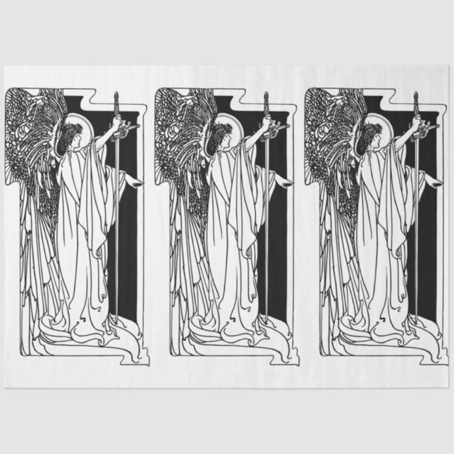 Seda Art Nouveau Anjo 15 Papel Tecido de Decoupage (Frente )