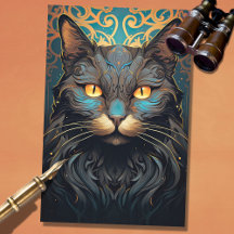 Art Nouveau Cat 3 Papel de Decoupage