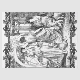 Seda Art Nouveau Damas Dançando Papel Tecido de Decoupa