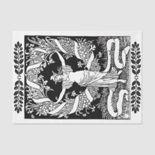 Seda Art Nouveau Lady 17 Papel Tecido de Decoupage
