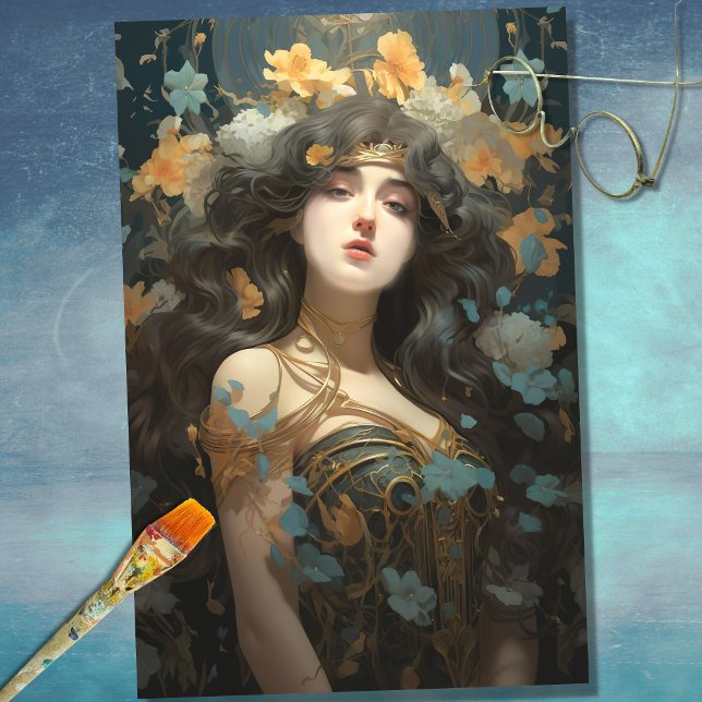 Seda Art Nouveau Mulher 3: Papel de Decoupage (Criador carregado)