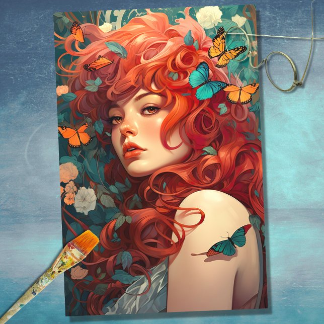 Seda Art Nouveau Mulher 4: Papel de Decoupage (Criador carregado)