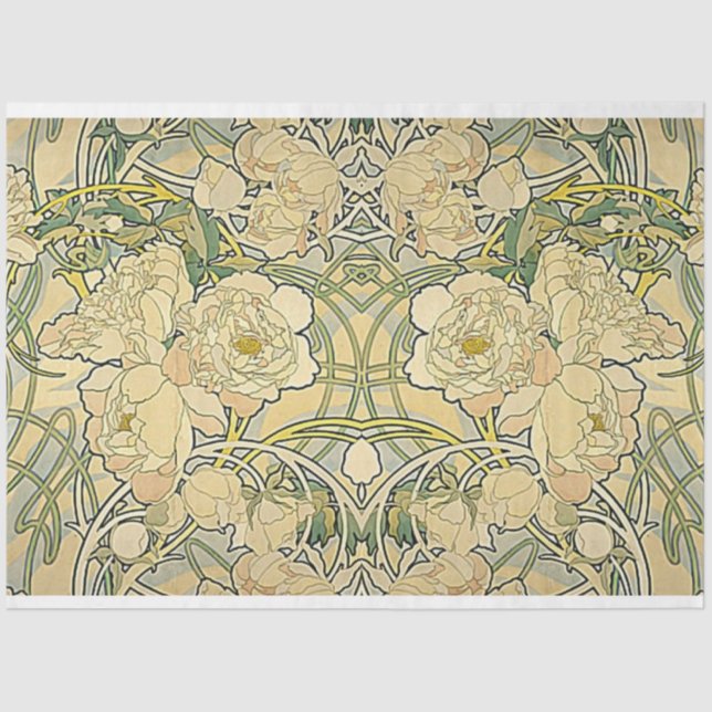 Seda Art Nouveau Papel de Decouagem Floral (Frente )