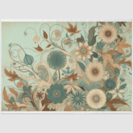 Seda Art Nouveau Papel Tecido de Decoupage Floral