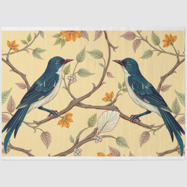 Seda Art Nouveau Papel Tecido de Decoupage Floral (Frente )